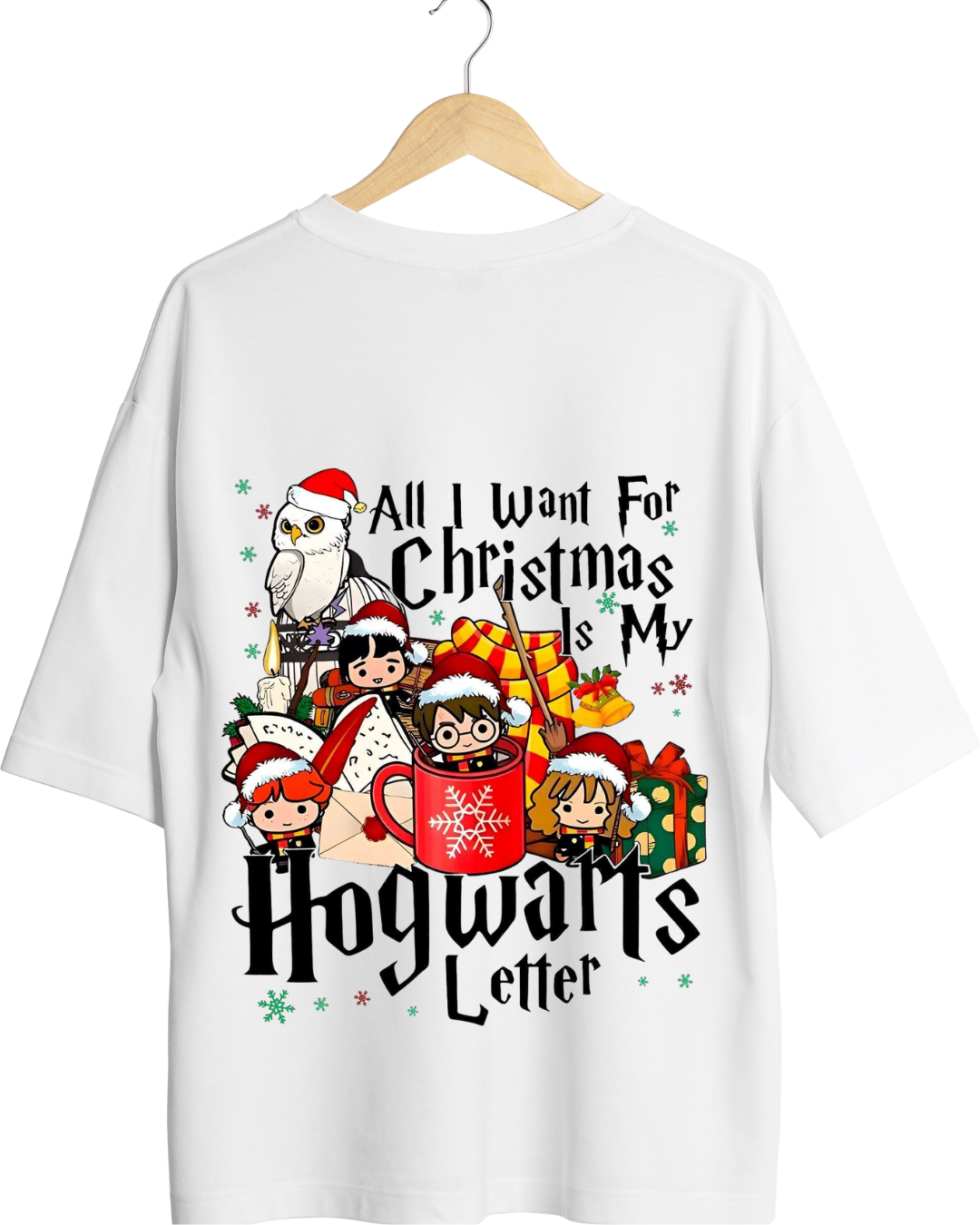 Playera Manga Corta Navidad Hogwarts
